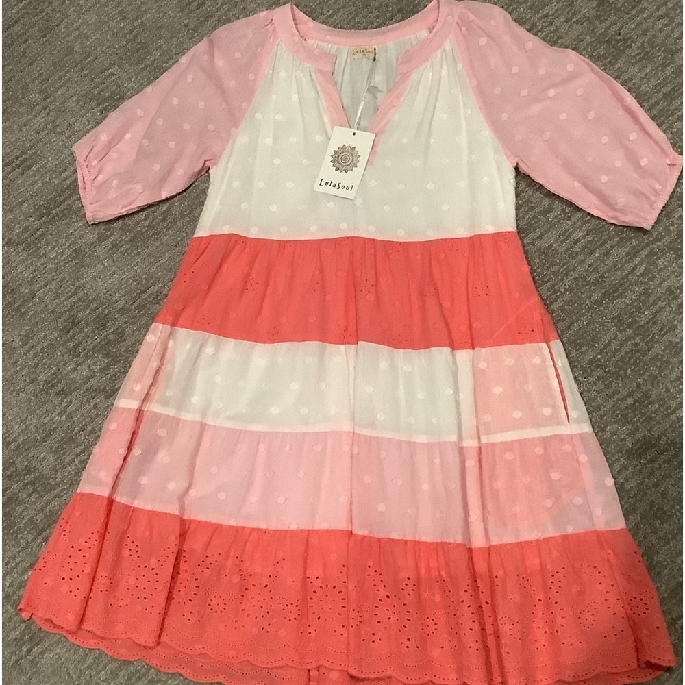 NWTs Lula Soul Colorblock Babydoll Tiered Dress Sz XS